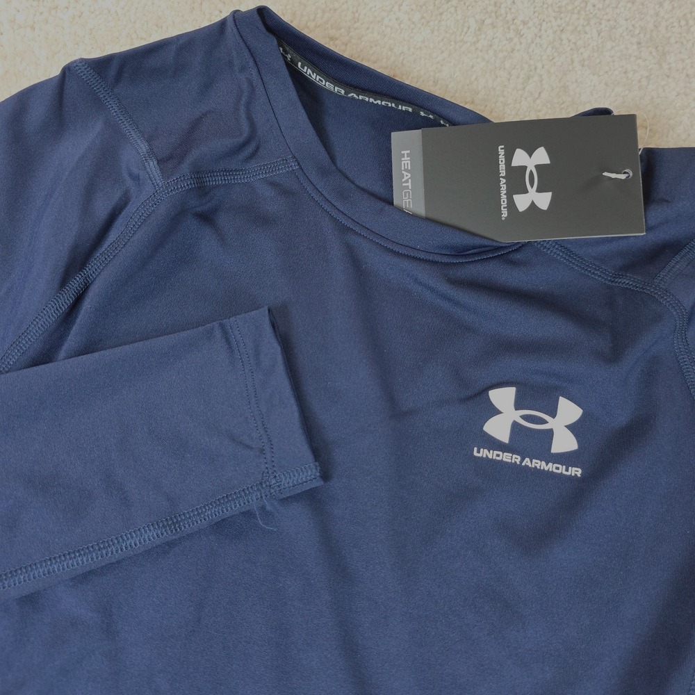 Under‎ Armour HeatGear T-Shirt Mens S Blue Raglan Sleeve Compression Sports NWT
